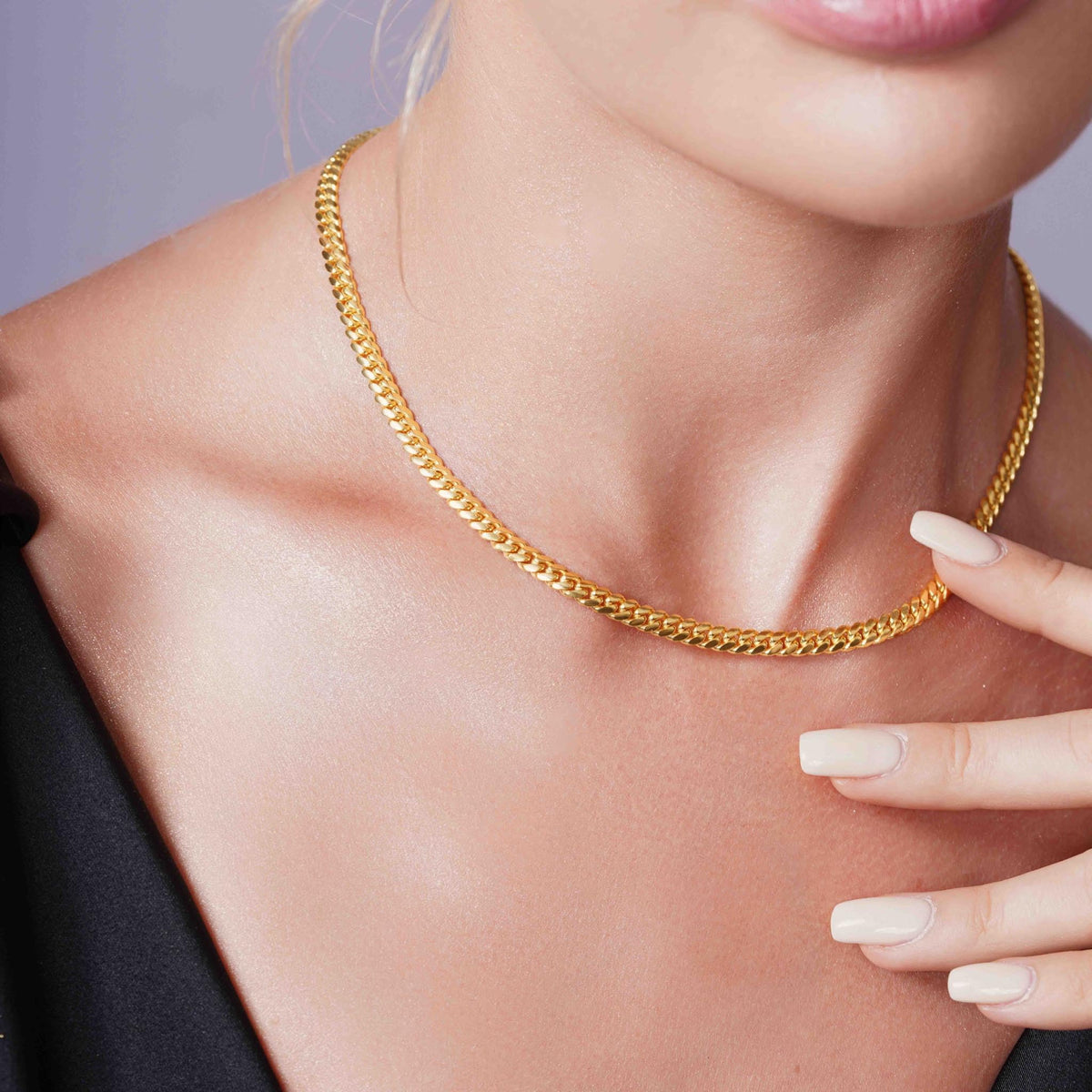 5.5mm Gold Vermeil Sterling Silver Cuban Link Chain Necklace E7020