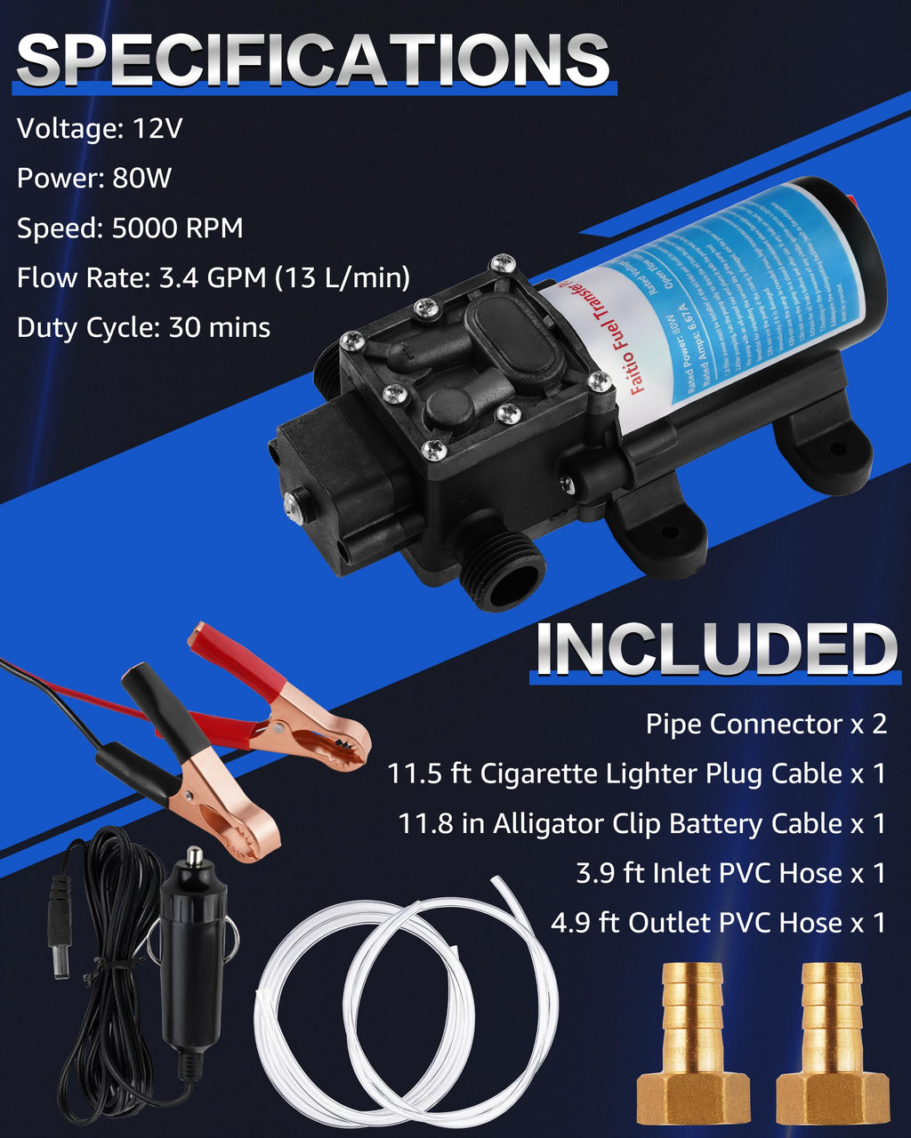 12V Gasoline Transfer Pump Set 3.4 GPM R473403