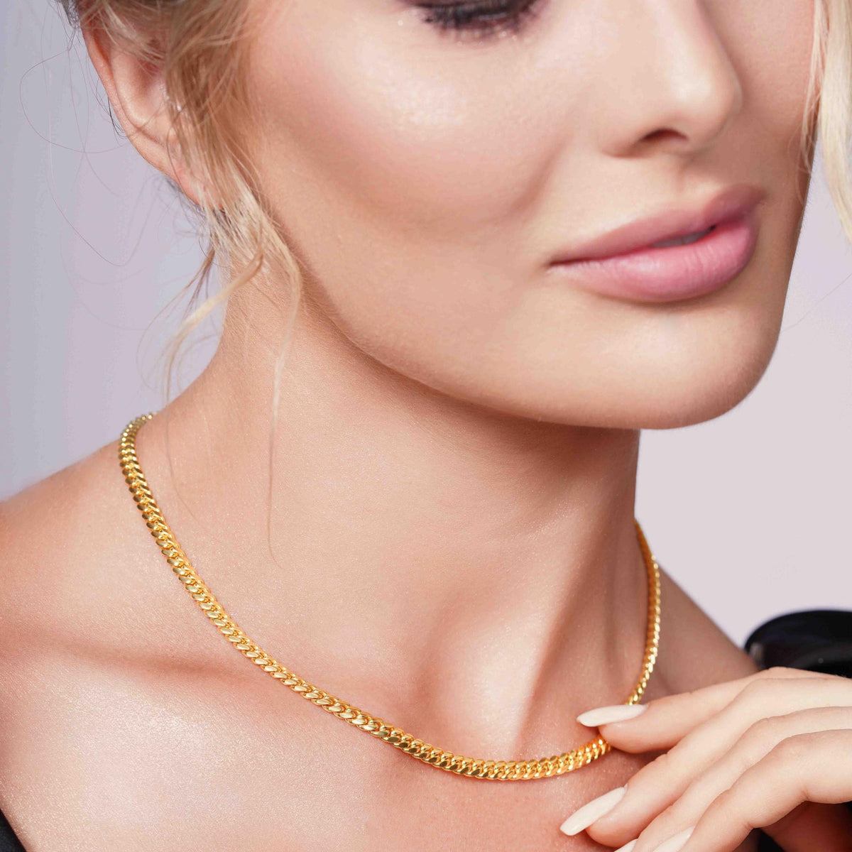 5.5mm Gold Vermeil Sterling Silver Cuban Link Chain Necklace E7020