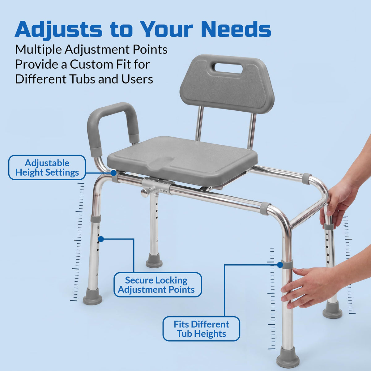 Sliding Shower Chair Bath Transfer Bench with Swivel Padded Seat T68851