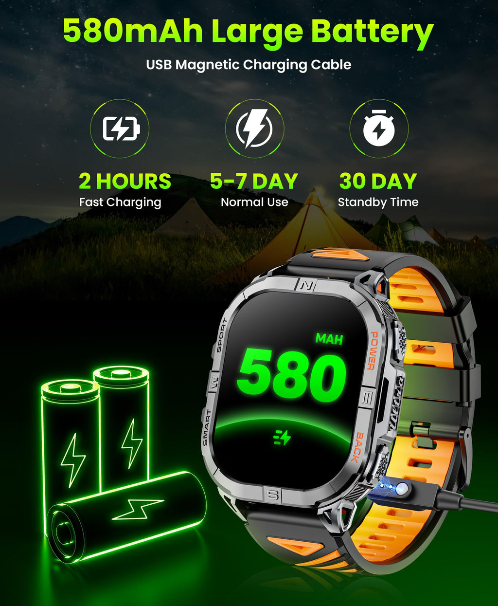 Black GPS Compass AMOLED Smart Watch Q493535