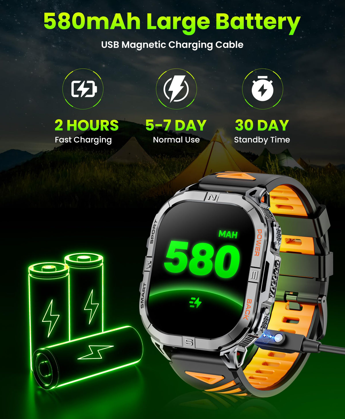 Black GPS Compass AMOLED Smart Watch Q493535