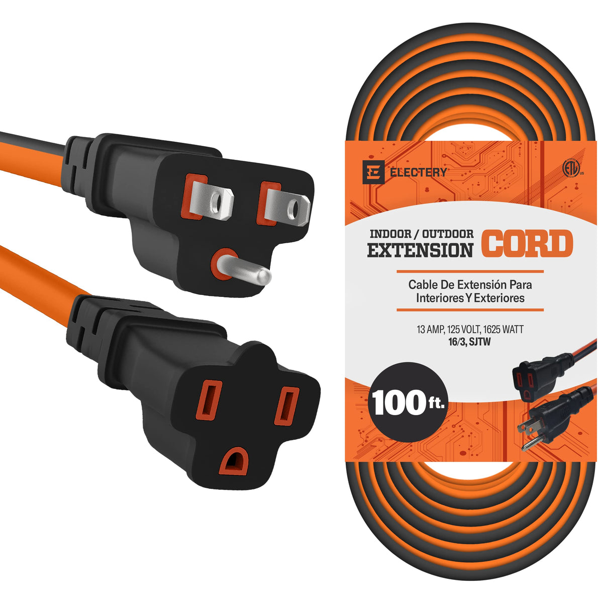 Orange 100 Ft 16/3 SJTW Outdoor Extension Cord M42089
