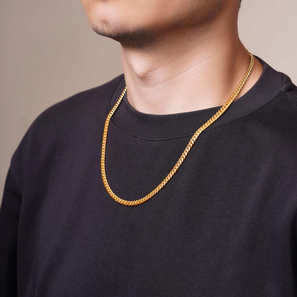 5.5mm Gold Vermeil Sterling Silver Cuban Link Chain Necklace E7020