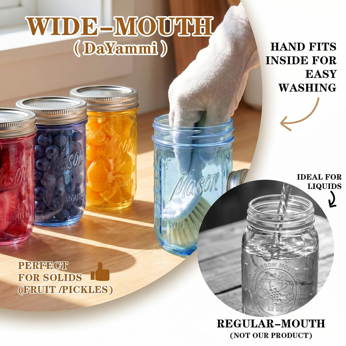12 Pack 16 oz Wide Mouth Mason Jars with Lids U1314