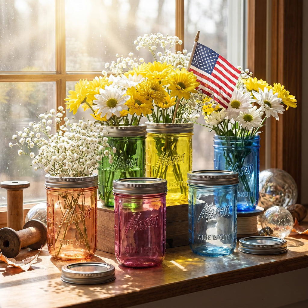 12 Pack 16 oz Wide Mouth Mason Jars with Lids U1314