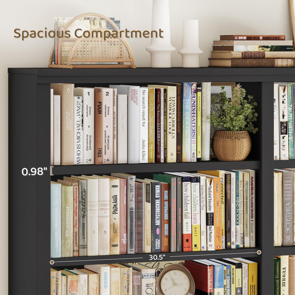 73" Tall Black 6-Tier Double Wide Bookshelf M269499