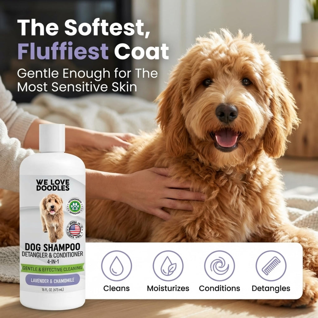 Hypoallergenic Tearless Dog Shampoo, Conditioner & Detangler 16OZ I450