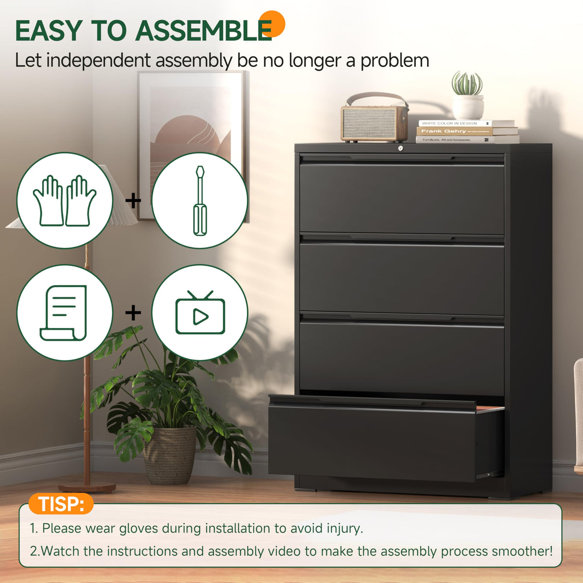 4 Drawer Metal File Cabinet with Lock L882