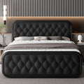 Full Size Upholstered Platform Bed Frame with Faux Leather Headboard S698870