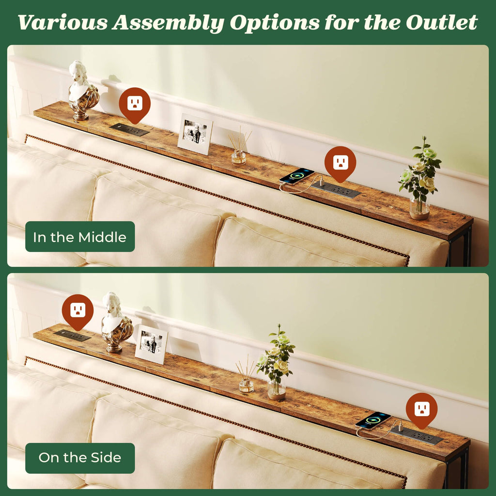 78.8 inch Narrow Behind Couch Table with 2 Charging Stations G95762
