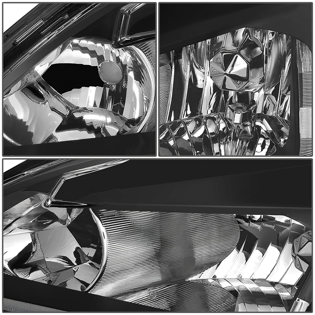 Headlight Assembly Left Right LED DRL Headlamp Set Black Housing Clear Corner Y152