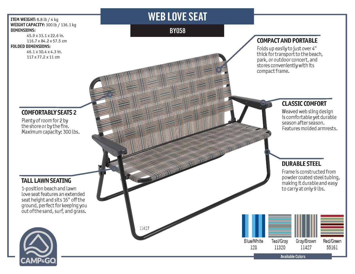 Blue/White Double-Wide Folding Web Lawn Chair G285860