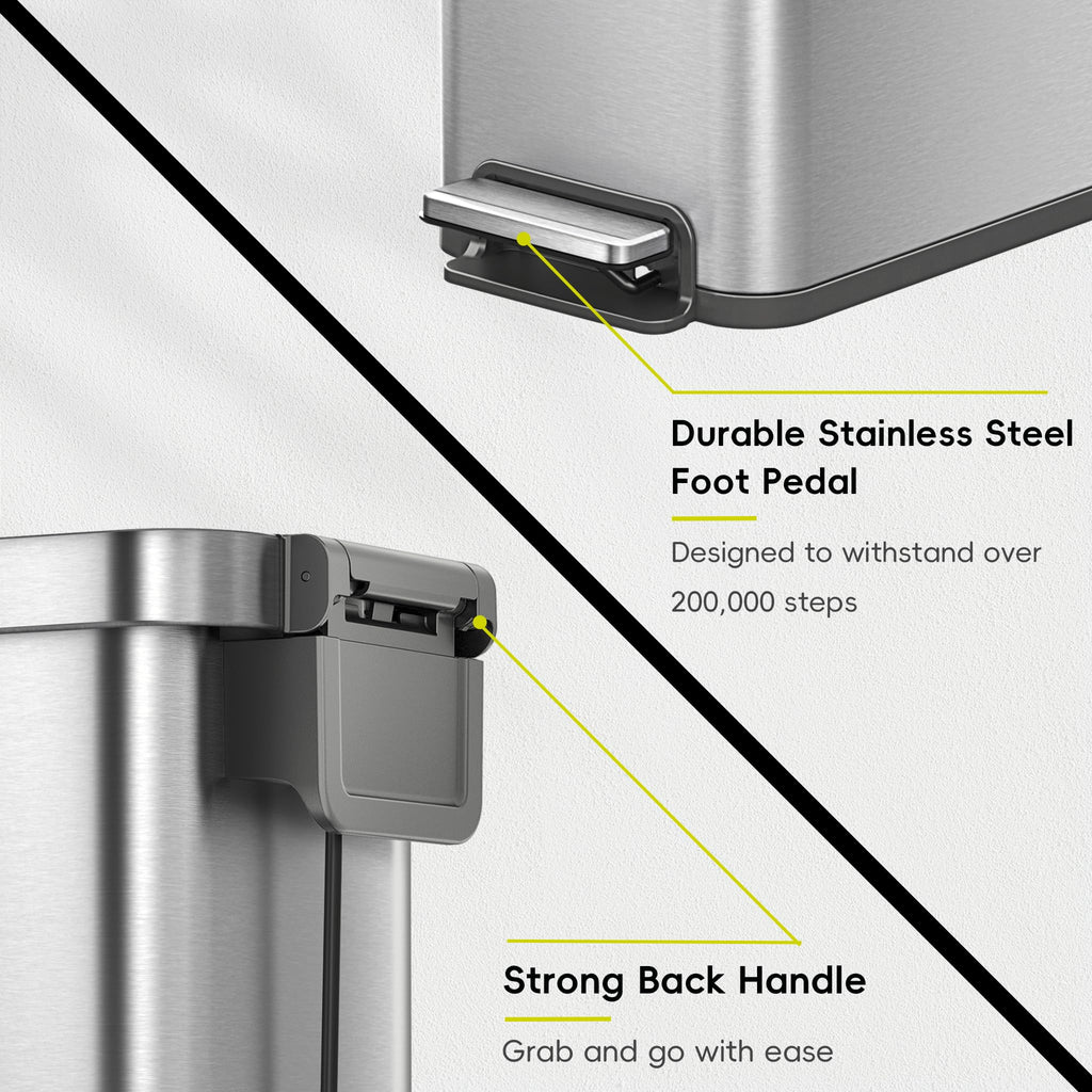 50L Stainless Steel Step Kitchen Trash Can with Lid Y285343