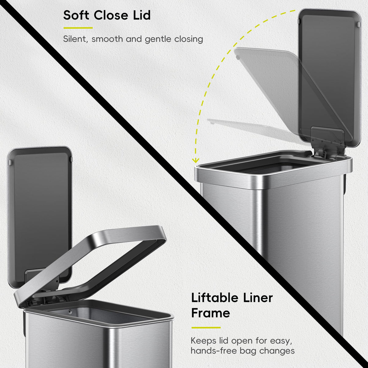 50L Stainless Steel Step Kitchen Trash Can with Lid Y285343