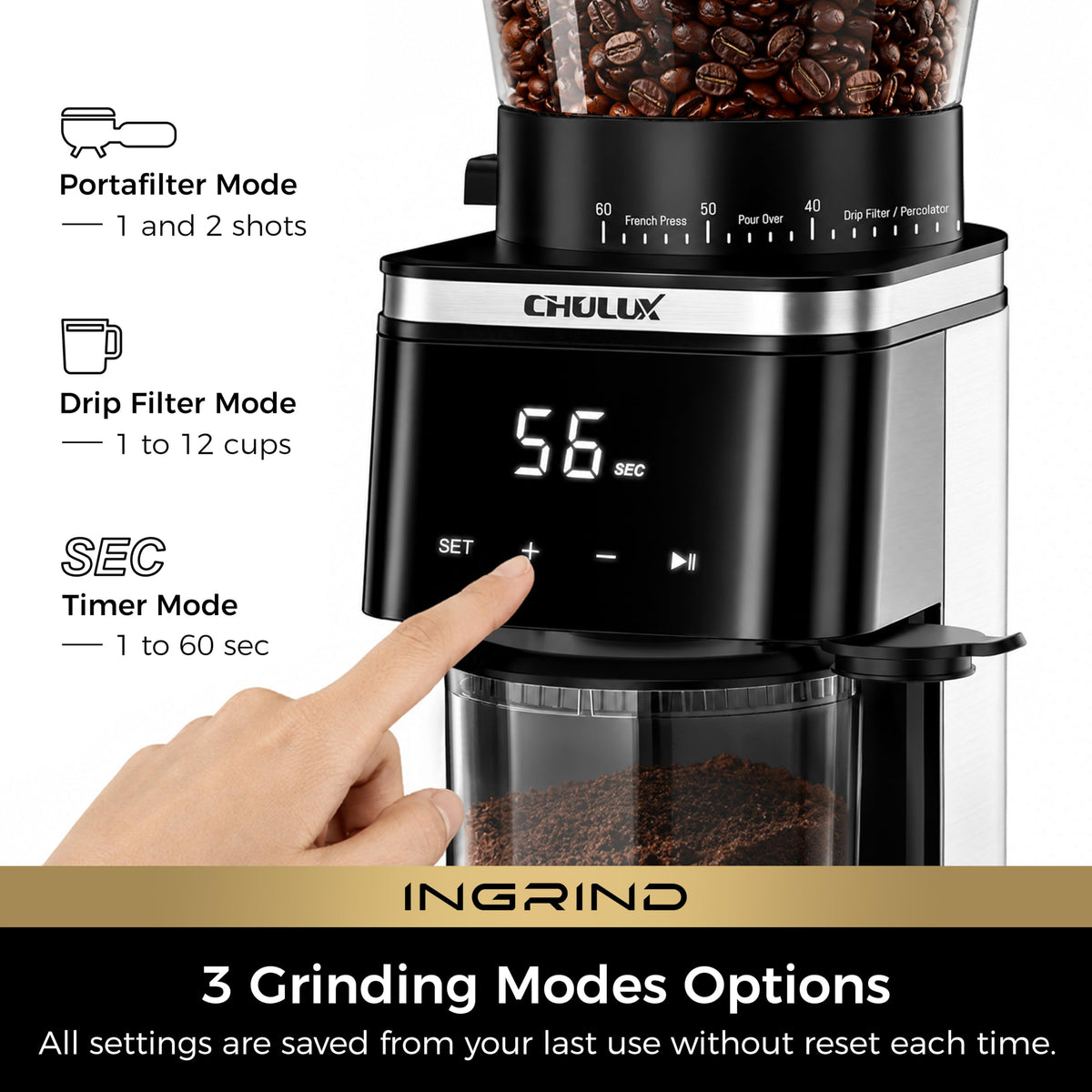 Dark Blue Espresso Machine with Conical Burr Coffee Grinder D9129