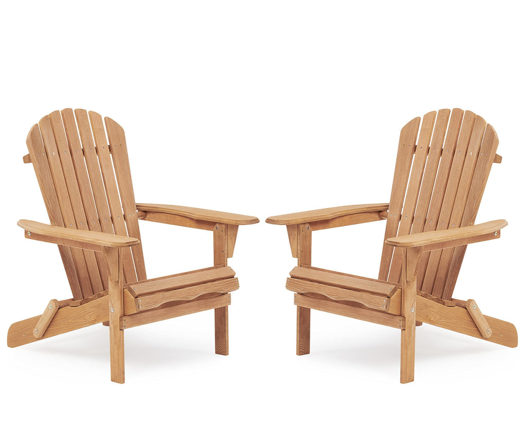 Wood Folding Adirondack Chair Set of 2 Solid Cedar E40973