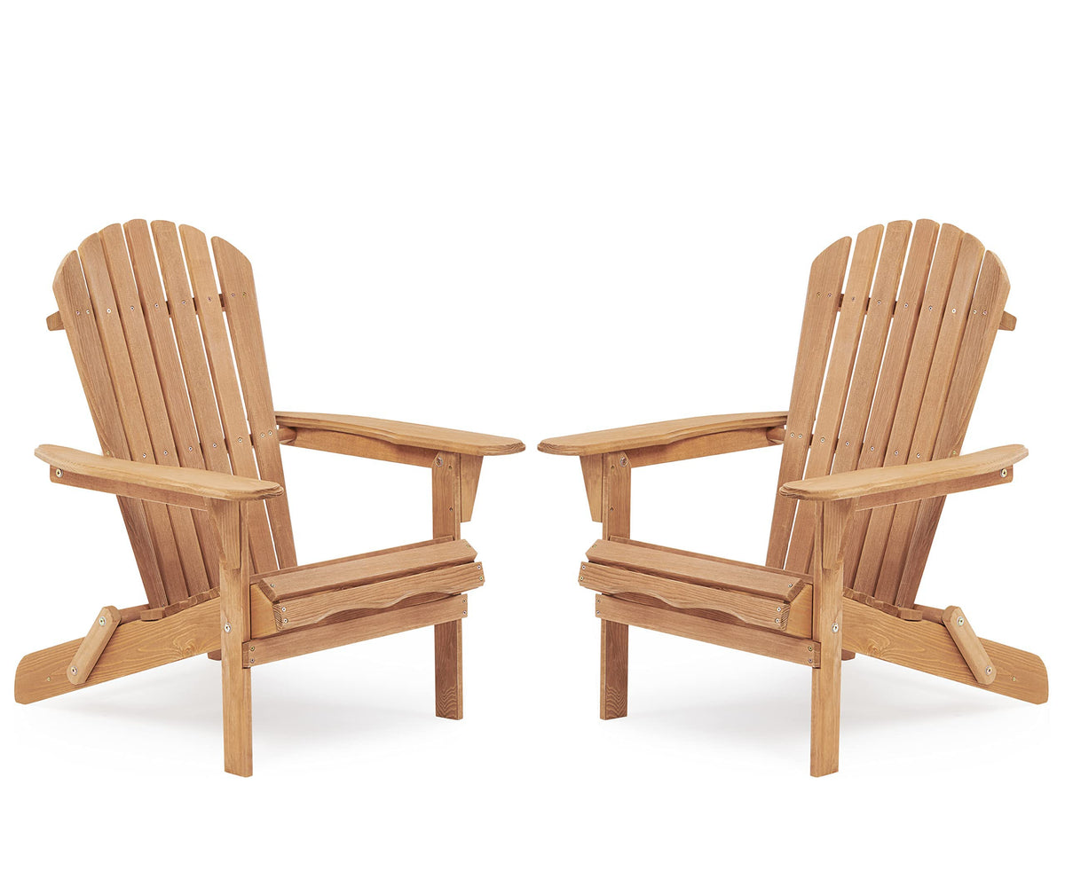 Wood Folding Adirondack Chair Set of 2 Solid Cedar E40973
