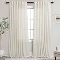 72 Inch Extra Wide Cream Semi Sheer Linen Curtains 2 Panels Set D366876