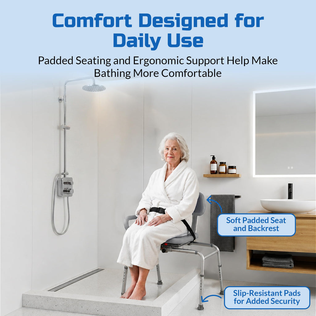 Sliding Shower Chair Bath Transfer Bench with Swivel Padded Seat T68851