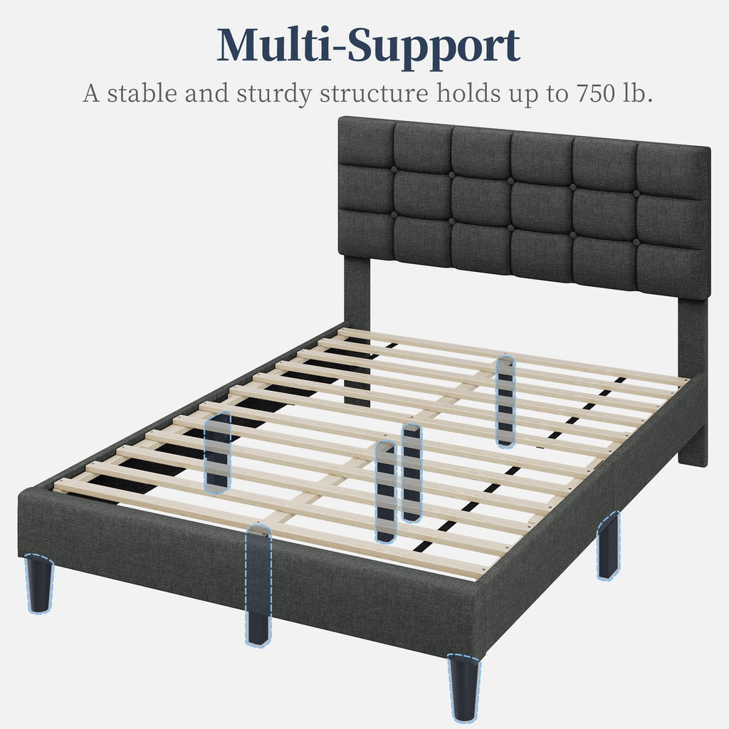 Full Size Upholstered Tufted Bed Frame with Headboard P6962