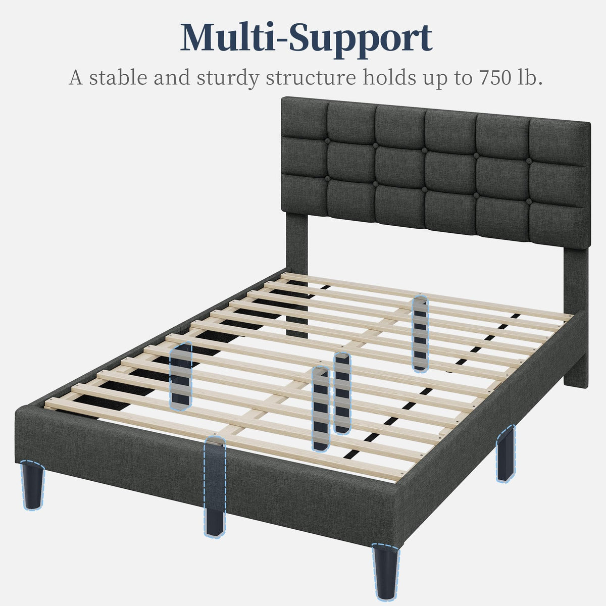 Full Size Upholstered Tufted Bed Frame with Headboard P6962