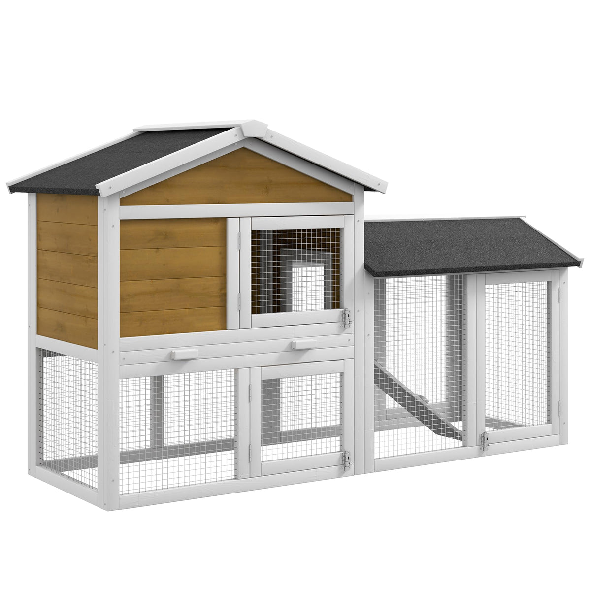 Outdoor Rabbit Hutch, 2-Tier with Ramp and Water-Resistant Roof T791