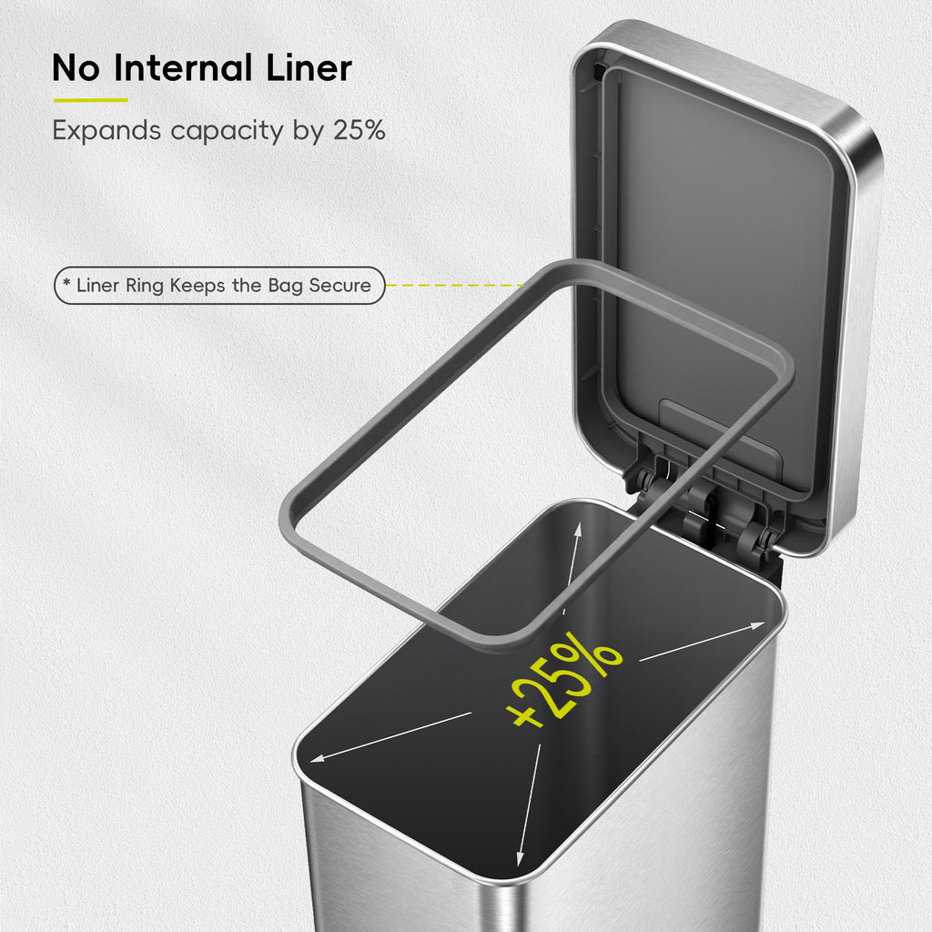 50L Stainless Steel Step Kitchen Trash Can with Lid Y285343