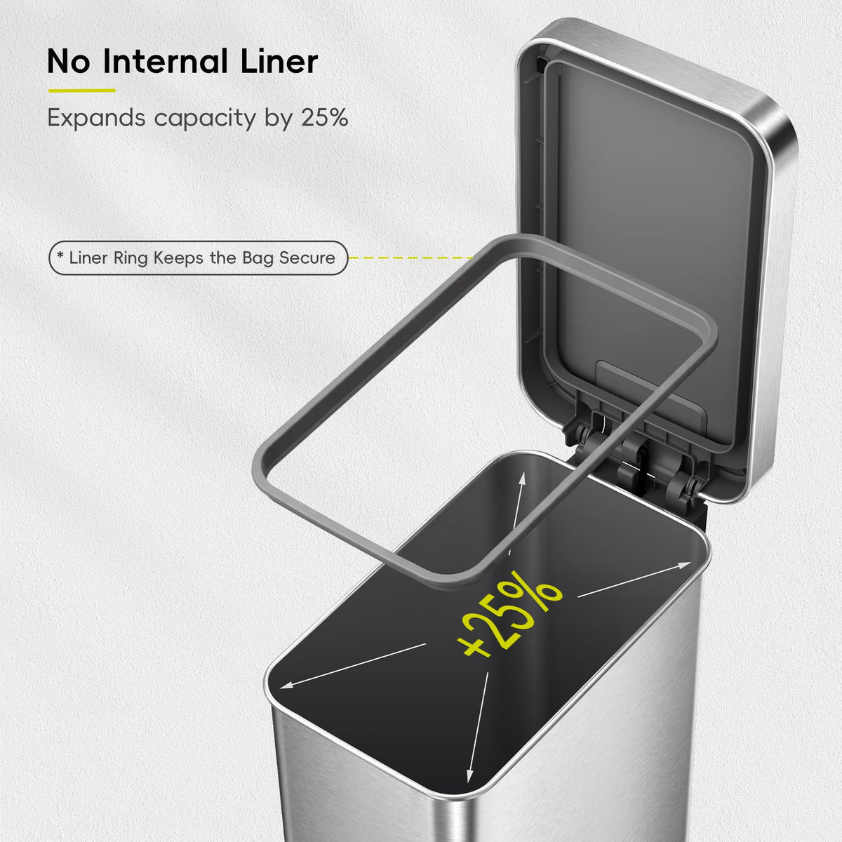 50L Stainless Steel Step Kitchen Trash Can with Lid Y285343