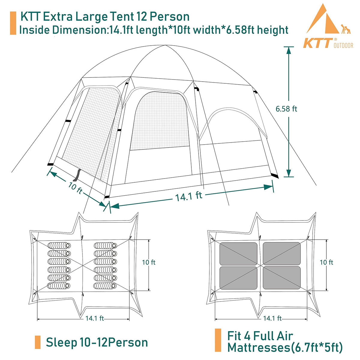 Extra Large 10-12-14 Person Cabin Tent D485