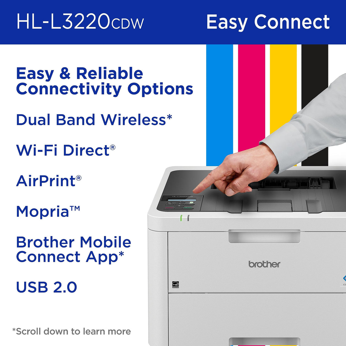 Color Laser Printer with Wireless Printing, Duplex, 250-Sheet Paper Tray E7253