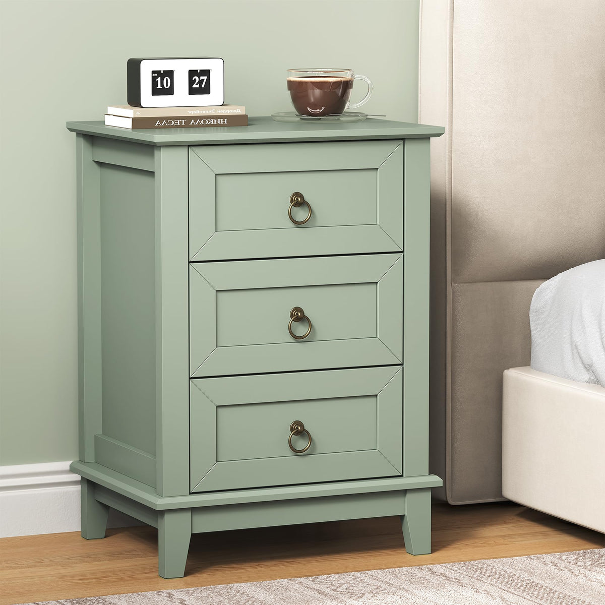 Tall Wooden Nightstand Set of 2 with 3 Drawers L888143