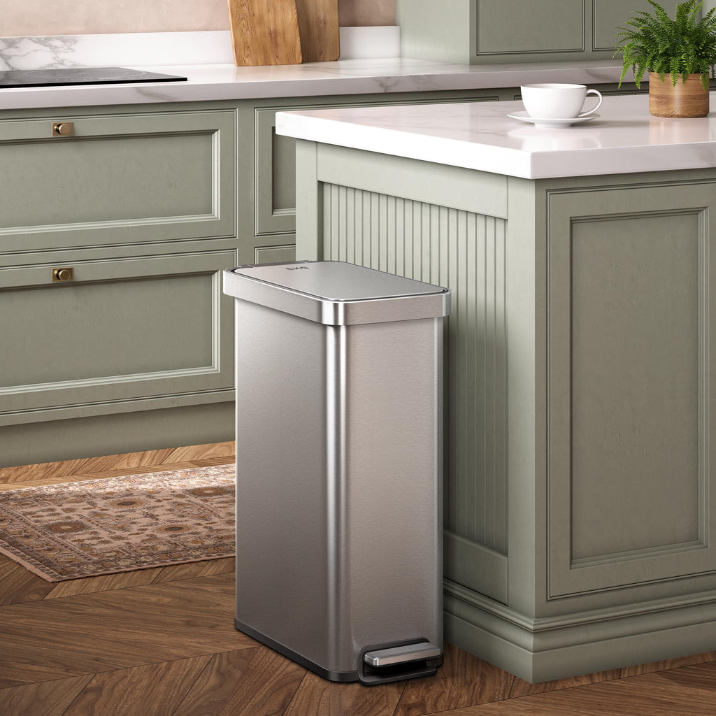 50L Stainless Steel Step Kitchen Trash Can with Lid Y285343