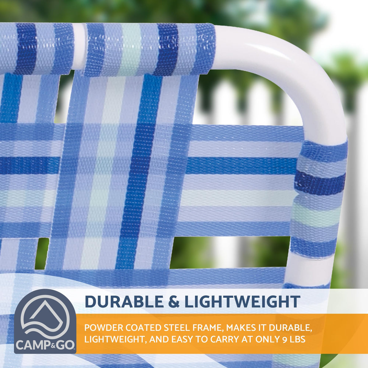 Blue/White Double-Wide Folding Web Lawn Chair G285860