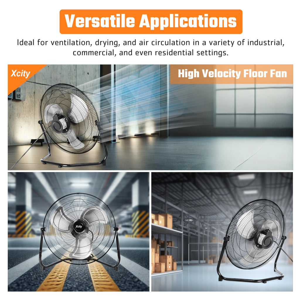 20 Inch Metal Industrial Floor Fan 4650 CFM 3-speed Z994