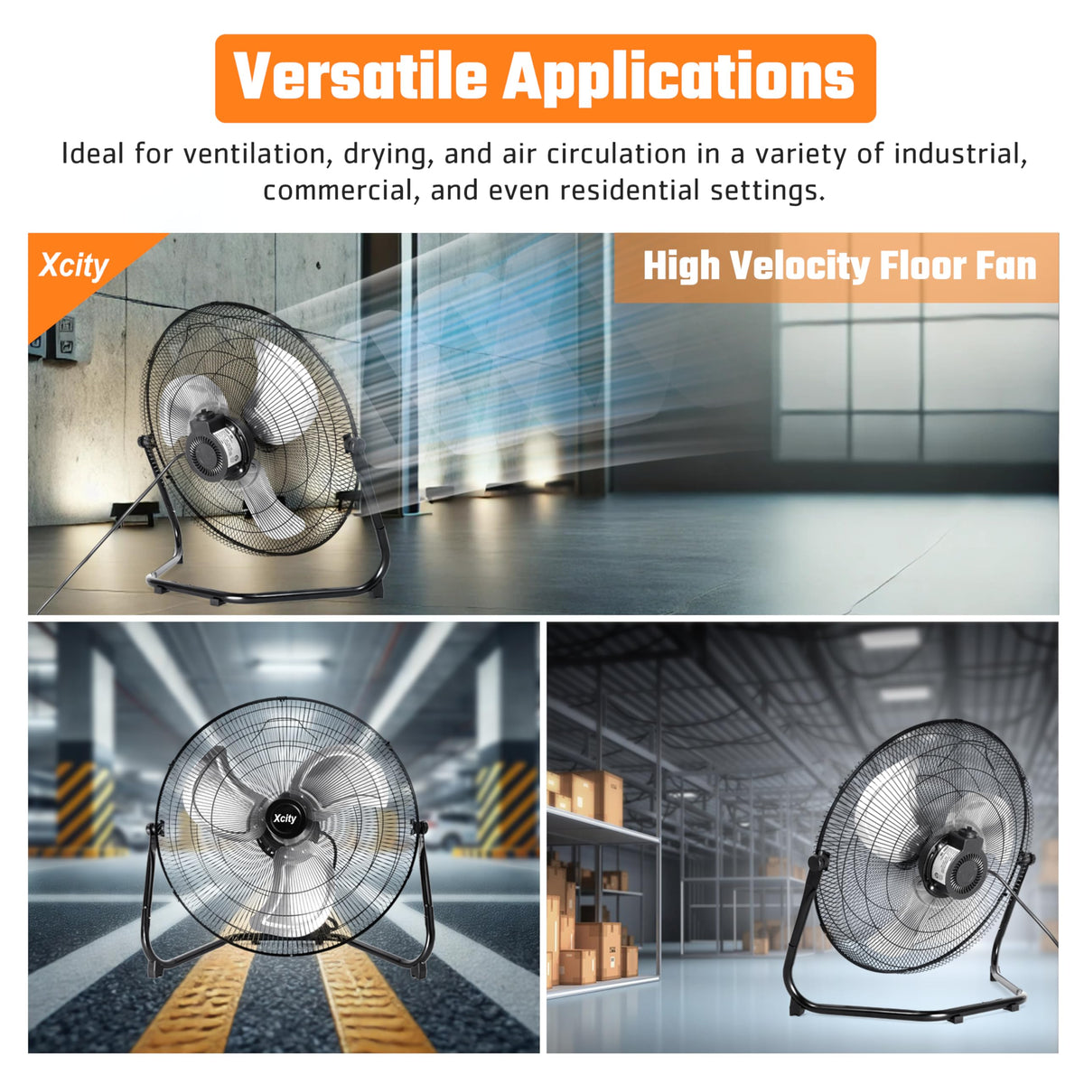 20 Inch Metal Industrial Floor Fan 4650 CFM 3-speed Z994