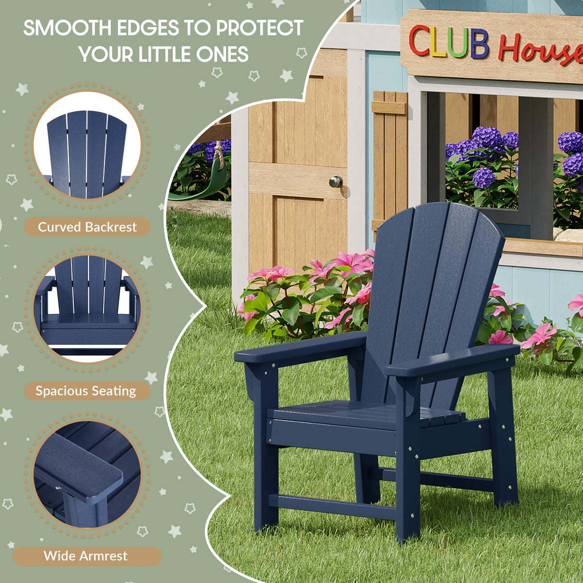 Navy Blue HDPE Adirondack Chair Z961078