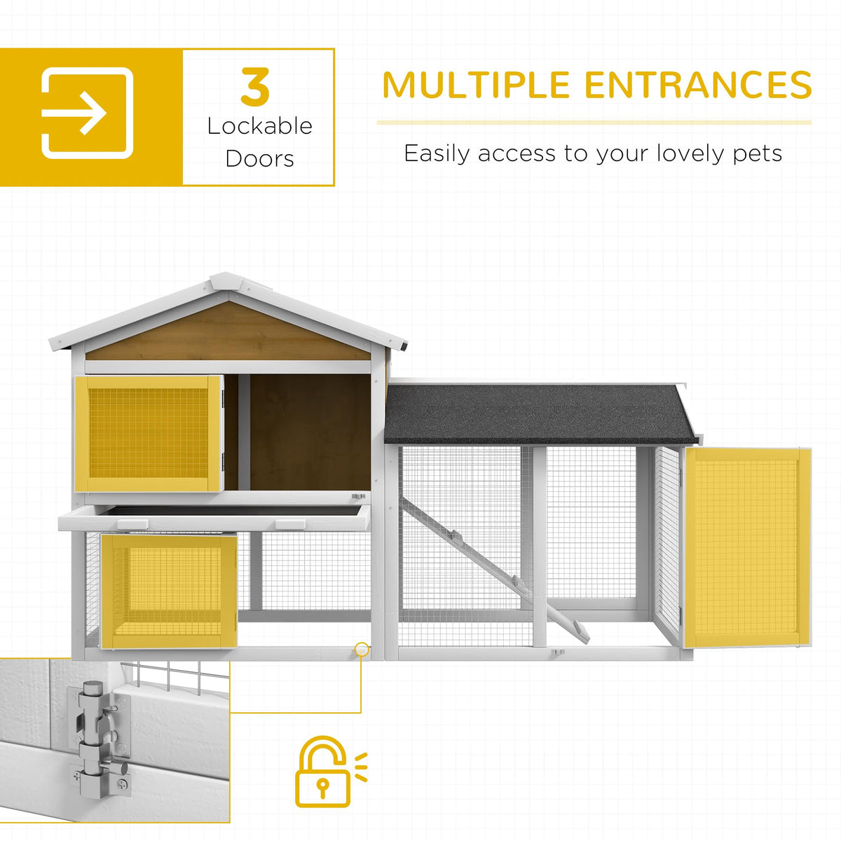 Outdoor Rabbit Hutch, 2-Tier with Ramp and Water-Resistant Roof T791