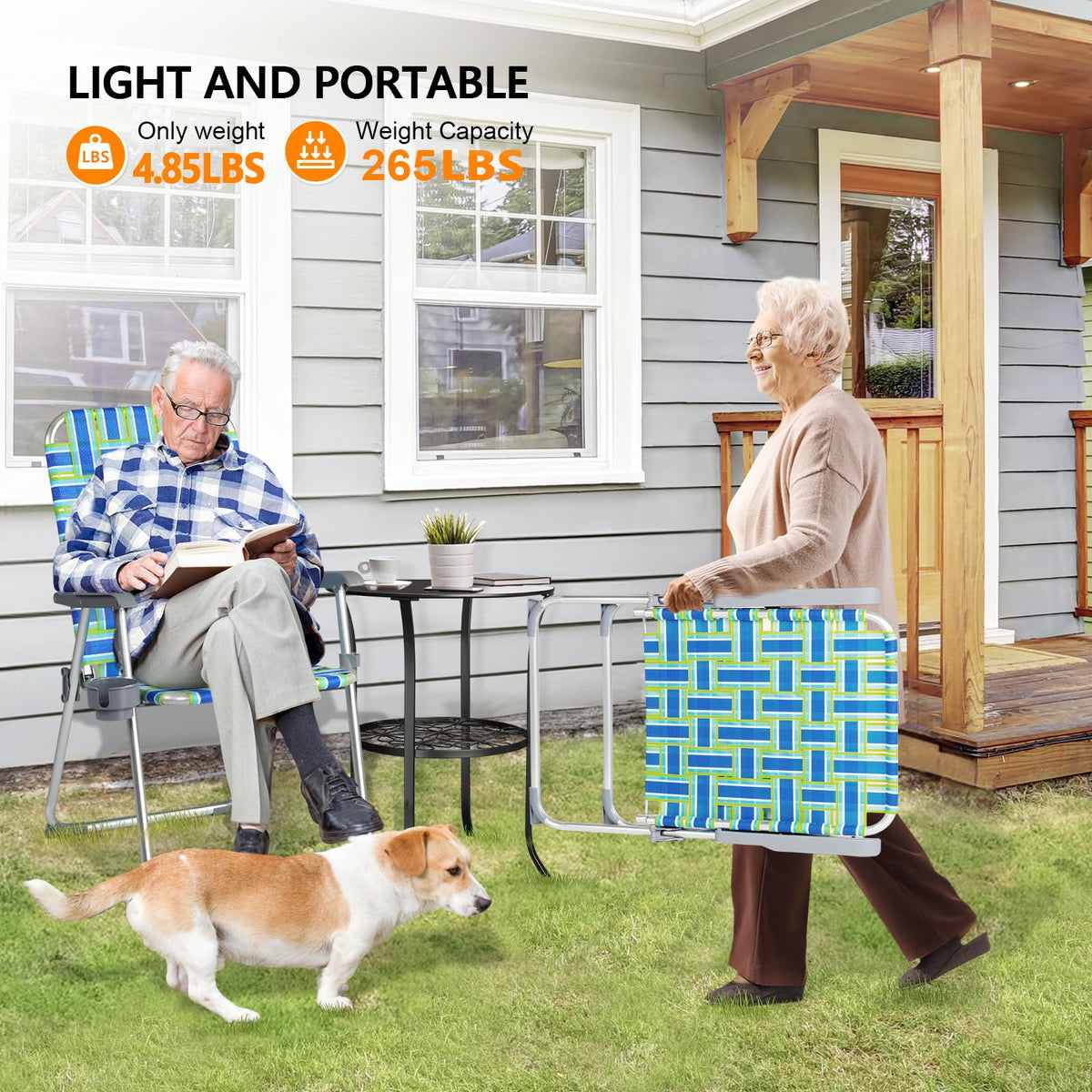 Aluminum Folding Patio Lawn Chairs Set of 2 with Cup Holder P183360