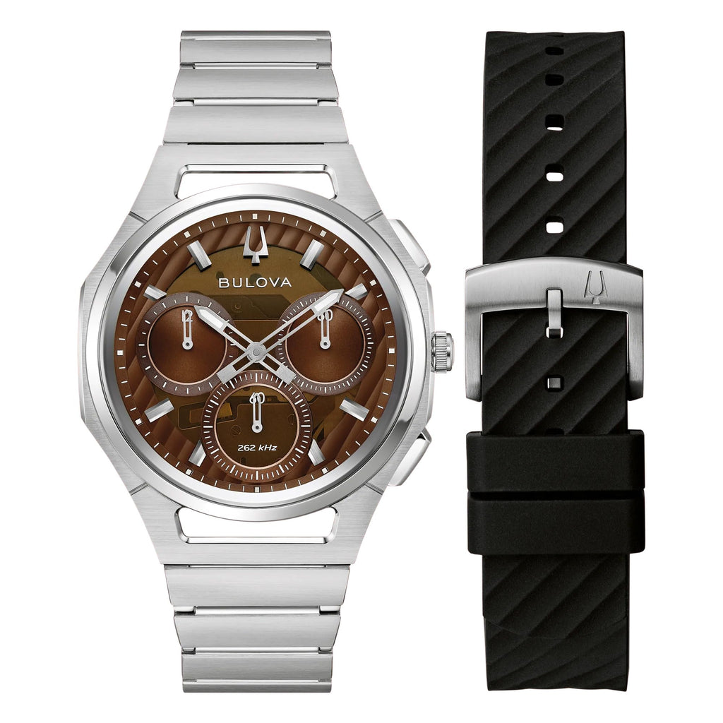 Brown Dial Stainless Steel Chronograph Watch Set 41.5mm G73302