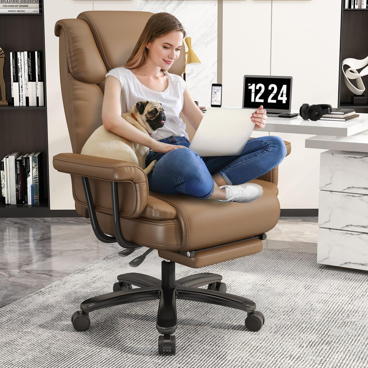 Brown Reclining Office Chair with Footrest A261390