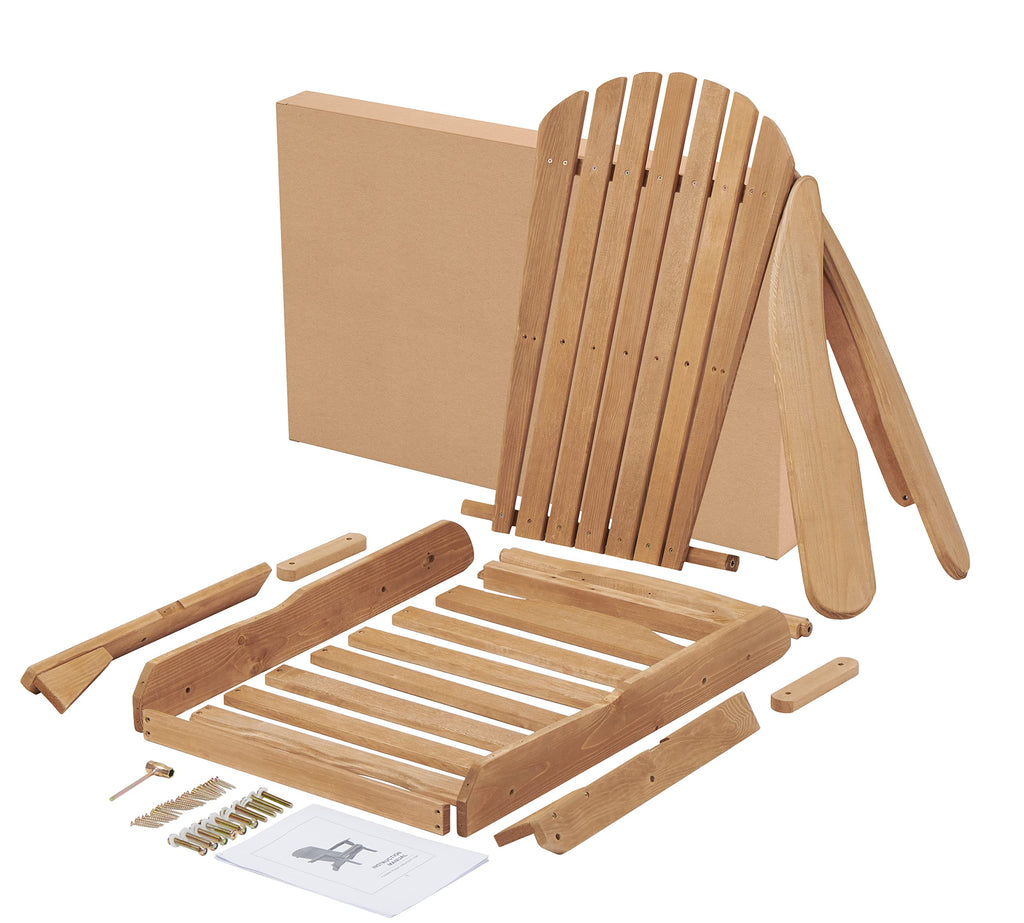 Wood Folding Adirondack Chair Set of 2 Solid Cedar E40973