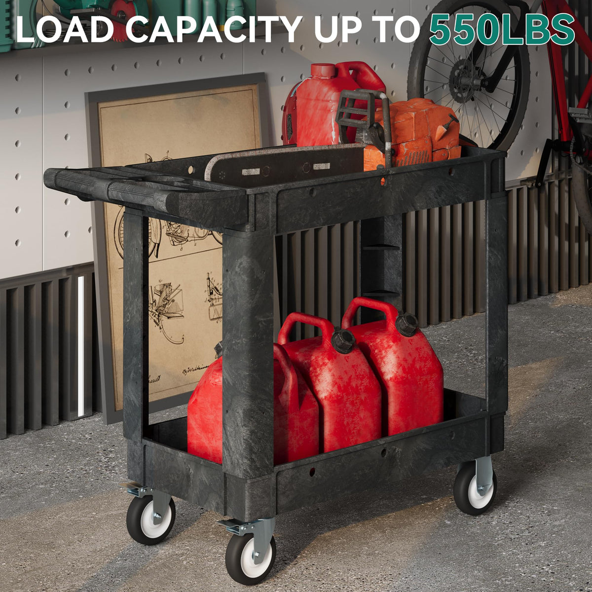 Black Utility Cart on Wheels M686