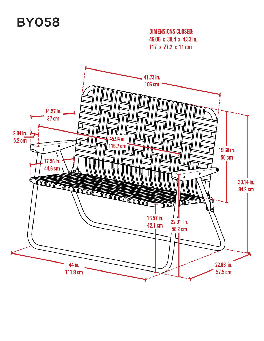 Blue/White Double-Wide Folding Web Lawn Chair G285860