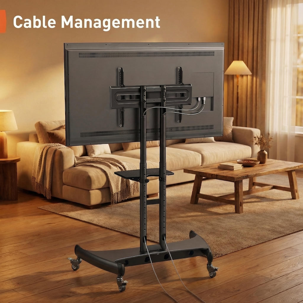Rolling TV Stand for 32-84 Inch TV, Adjustable Height with Wheels Q662807