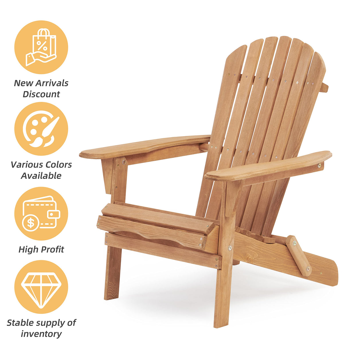 Wood Folding Adirondack Chair Set of 2 Solid Cedar E40973