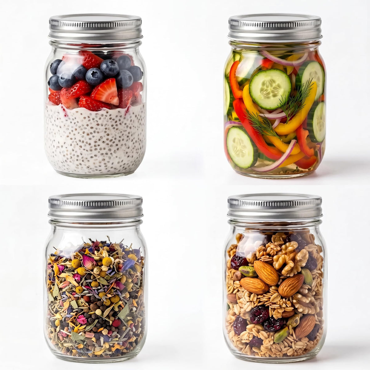 16 oz Clear Glass Mason Jars with Lids C145327