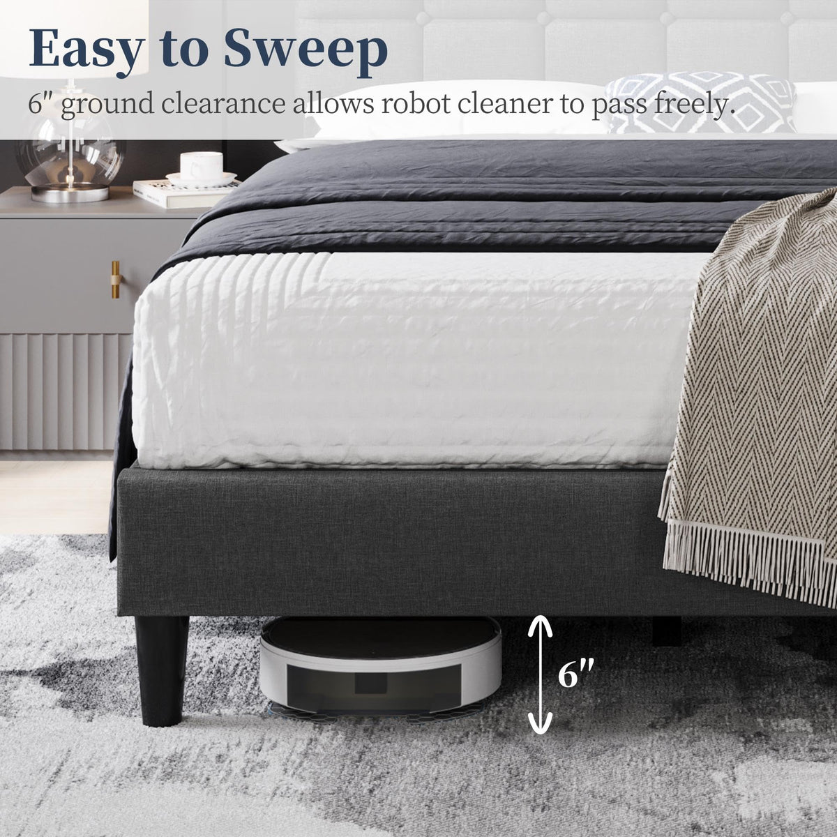 Full Size Upholstered Tufted Bed Frame with Headboard P6962