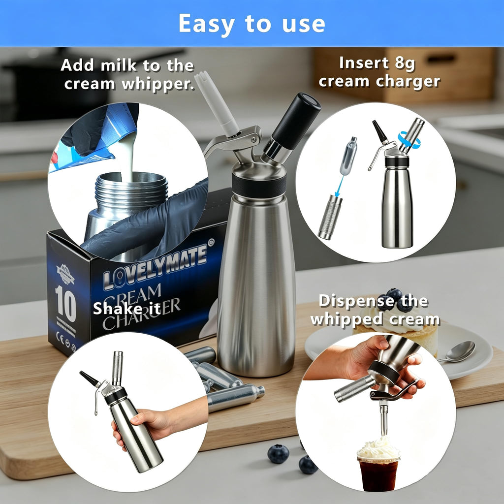 8g Whipped Cream Charger 10 Pack Stainless Steel V57285