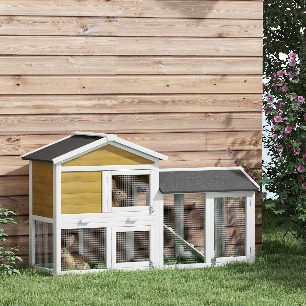 Outdoor Rabbit Hutch, 2-Tier with Ramp and Water-Resistant Roof T791